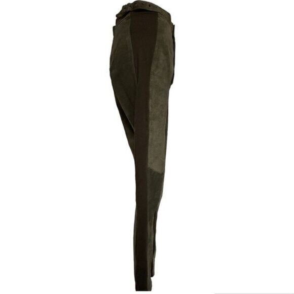 Genuine Suede Leggings Pants Olive Green Size M 28 Inch Waist - Picture 4 of 8